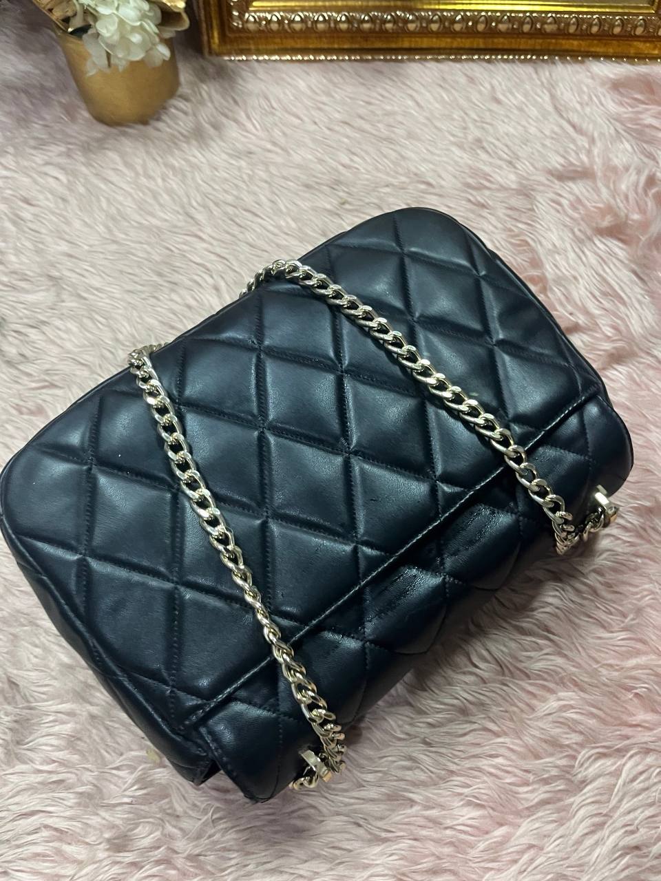 ORIG Preloved Kate Spade KS Carey Medium Flap Shoulder Quilted Black Bag