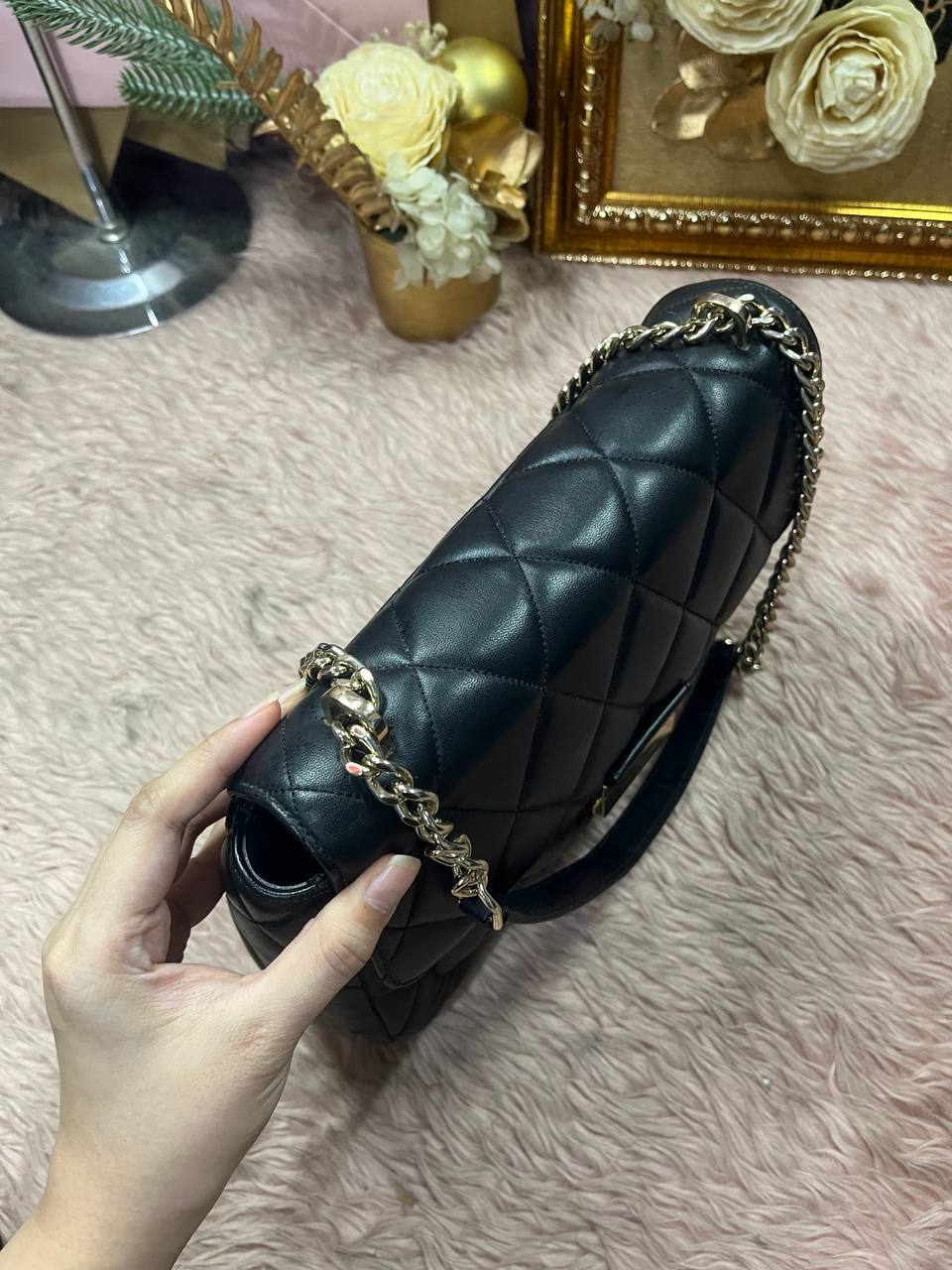 ORIG Preloved Kate Spade KS Carey Medium Flap Shoulder Quilted Black Bag