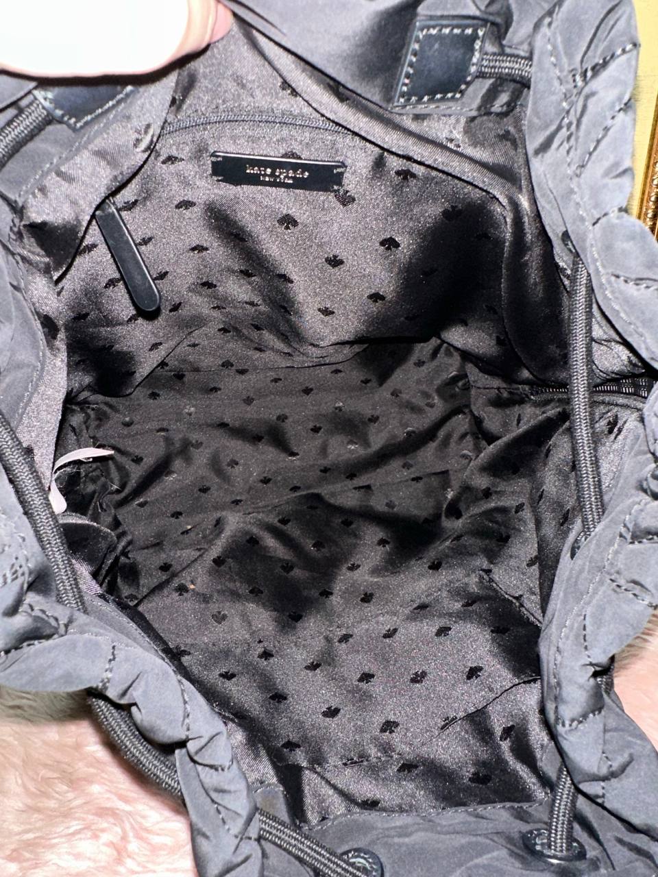 ORIG Preloved Kate Spade KS Ellie Large Flap Backpack Nylon Black Bag
