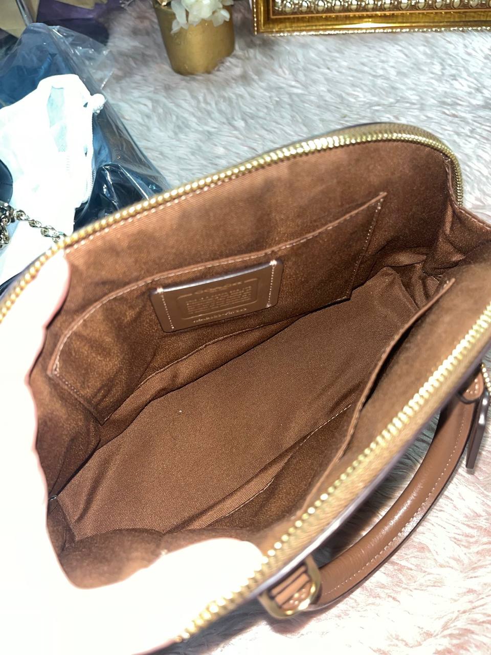 ORIG Preloved Coach Mini Sierra Satchel Signature Khaki Saddle Brown Bag