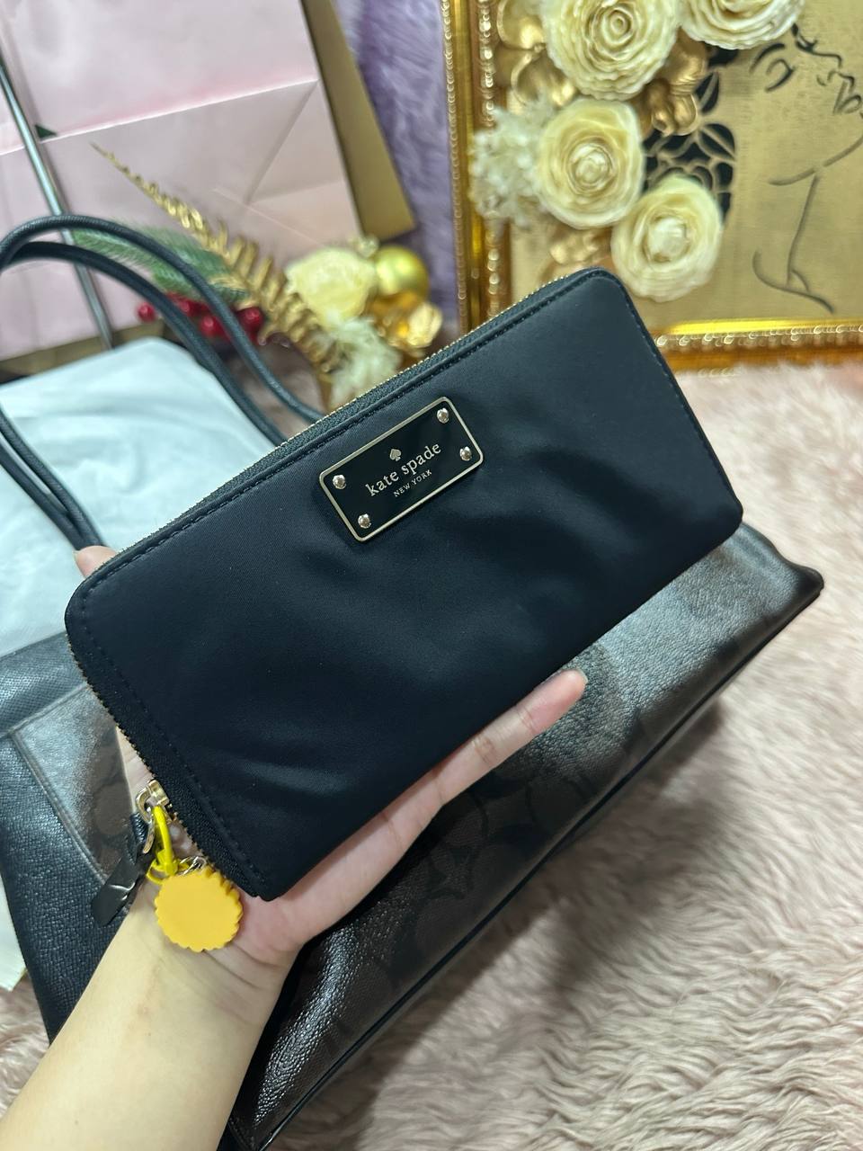 ORIG Preloved Kate Spade KS Blake Avenue Neda Nylon Long Black Wallet