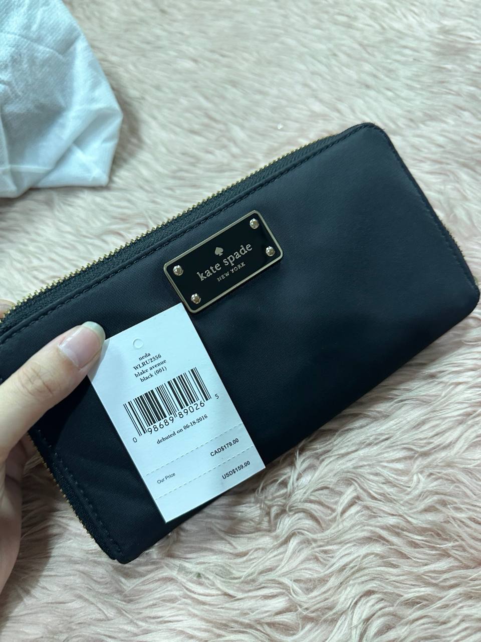 ORIG Preloved Kate Spade KS Blake Avenue Neda Nylon Long Black Wallet