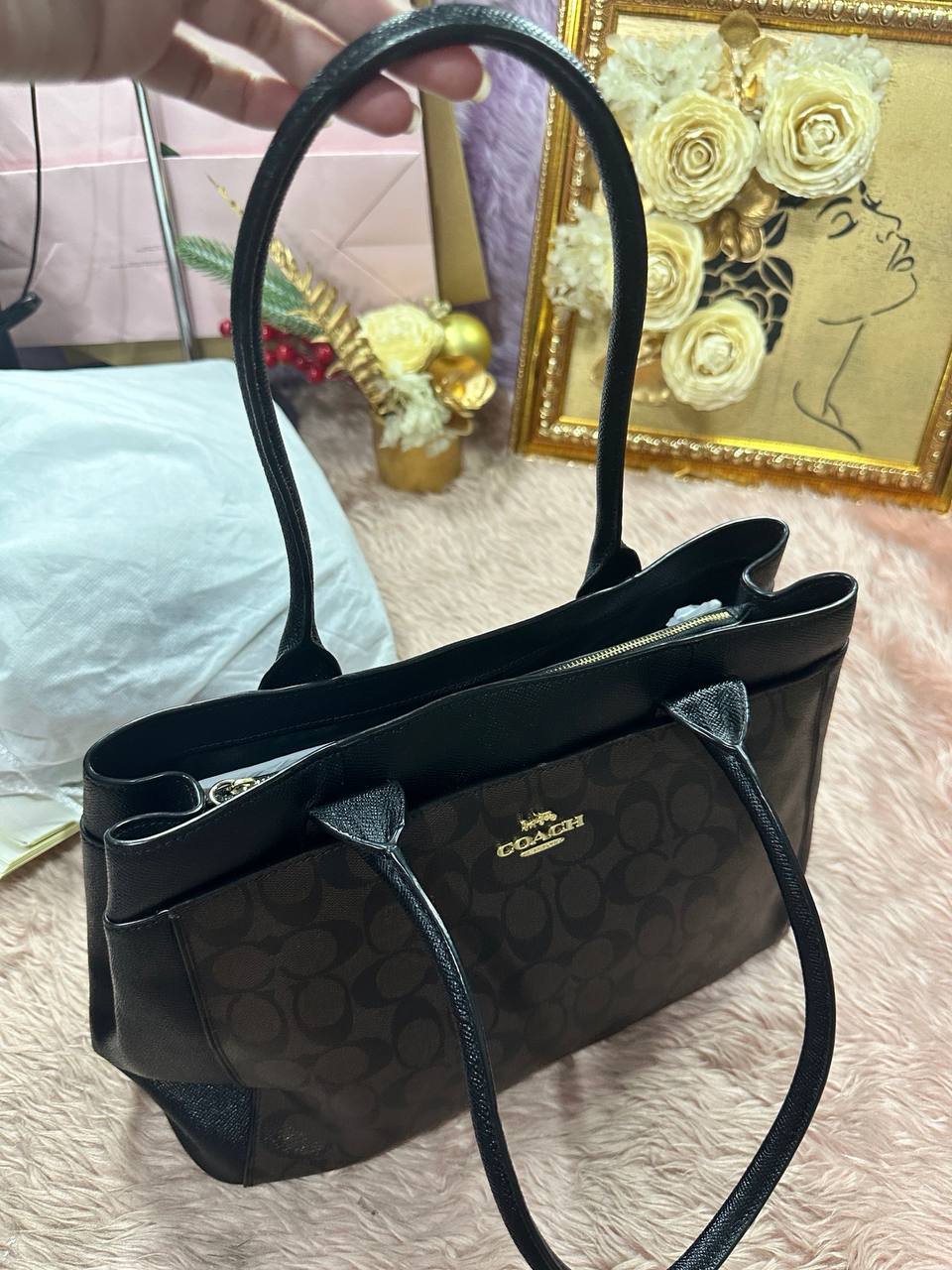 ORIG Preloved RARE Coach Casey Large Brown Tote In Signature Canvas