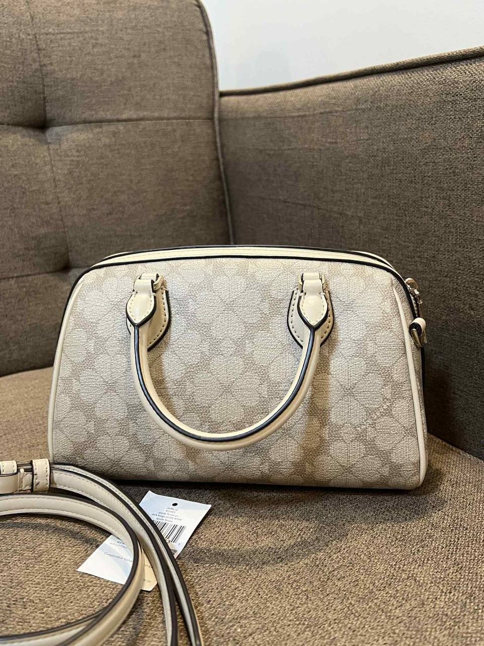ORIG Preloved Kate Spade KS Flower Medium Dolly Duffle Crossbody Beige Bag