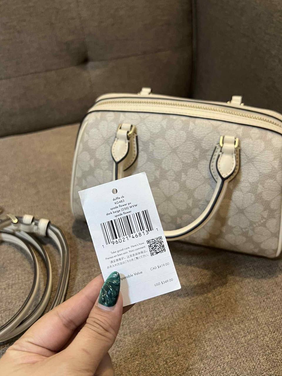 ORIG Preloved Kate Spade KS Flower Medium Dolly Duffle Crossbody Beige Bag