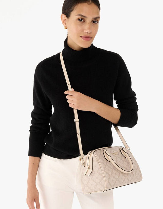 ORIG Preloved Kate Spade KS Flower Medium Dolly Duffle Crossbody Beige Bag