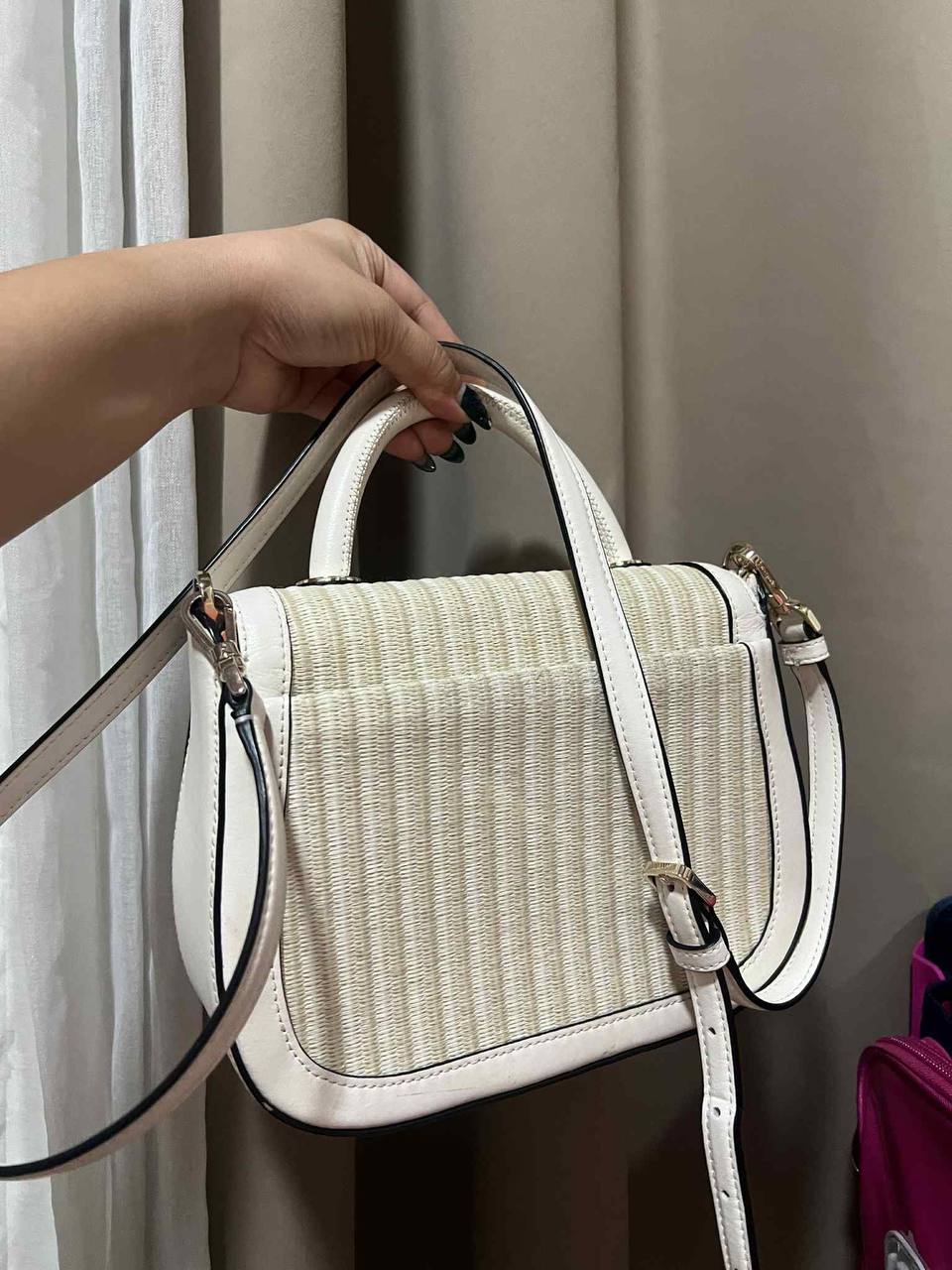 ORIG Preloved Kate Spade KS Puffy Top Handle Ladybug Crossbody White Bag