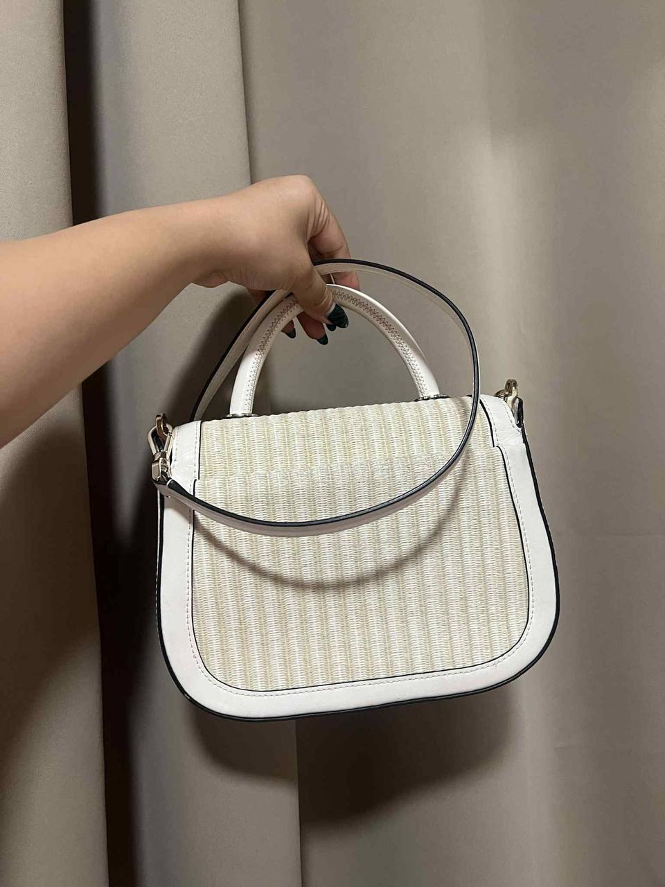 ORIG Preloved Kate Spade KS Puffy Top Handle Ladybug Crossbody White Bag