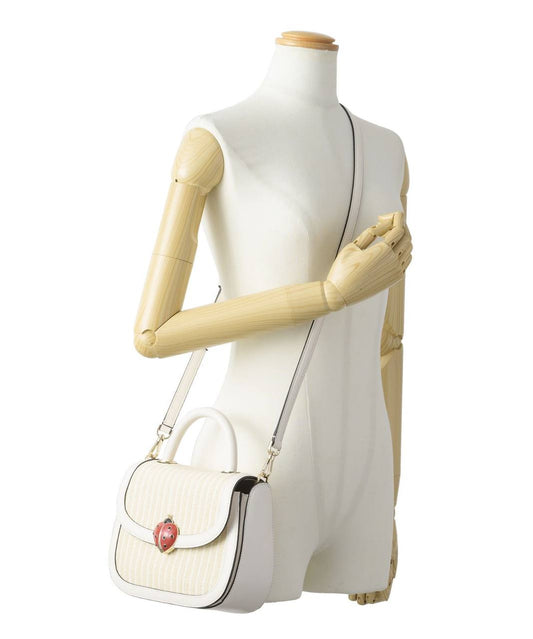 ORIG Preloved Kate Spade KS Puffy Top Handle Ladybug Crossbody White Bag