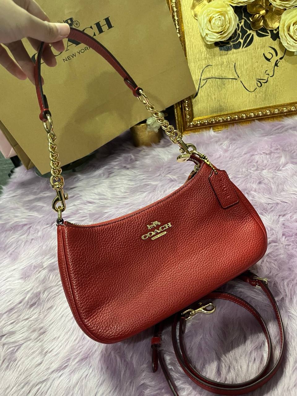 ORIG Preloved Coach Teri Shoulder Red Bag