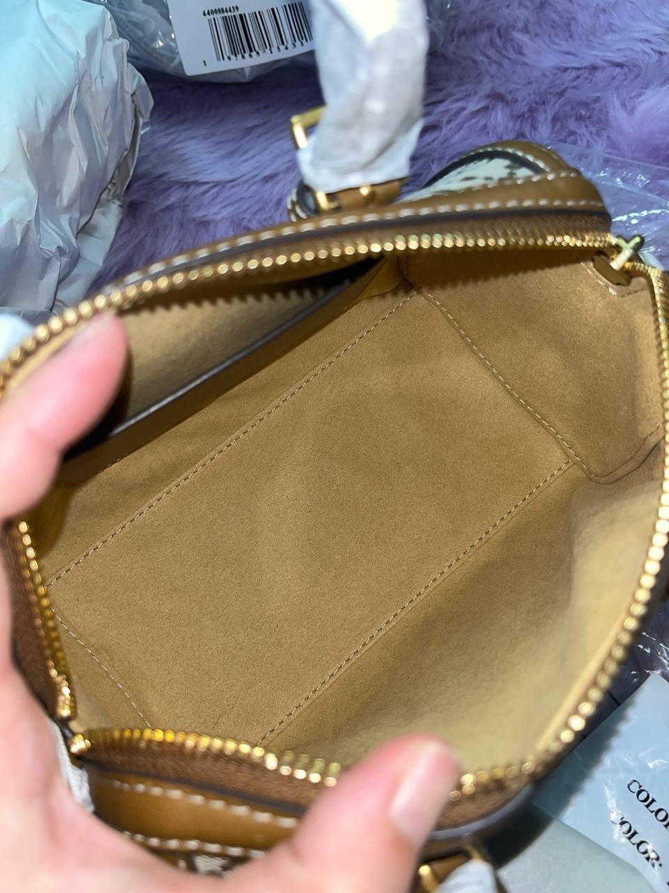 ORIG & IMPORTED Tory Burch T Monogram Mini Barrel Bag Hazelnut Brown