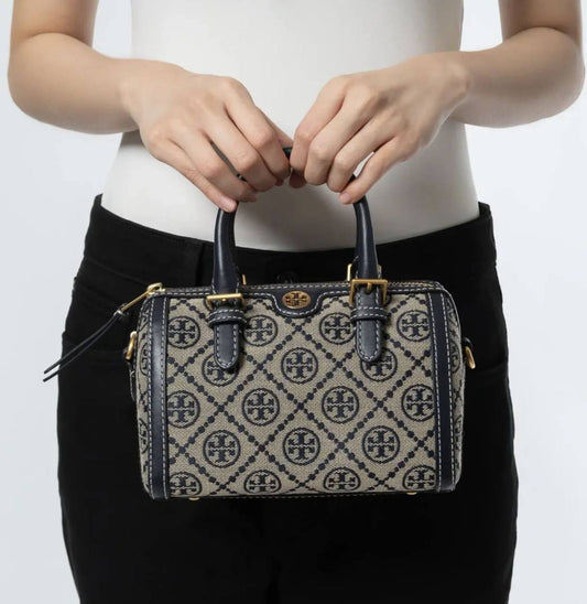 ORIG & IMPORTED Tory Burch T Monogram Mini Barrel Bag Blue