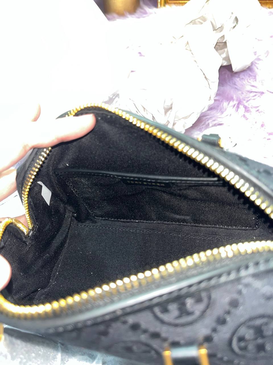 ORIG & IMPORTED Tory Burch T Monogram Mini Barrel Black Small Bag