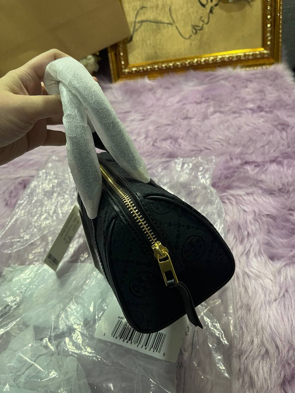 ORIG & IMPORTED Tory Burch T Monogram Mini Barrel Black Small Bag