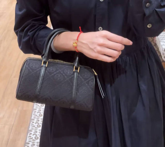 ORIG & IMPORTED Tory Burch T Monogram Mini Barrel Black Small Bag