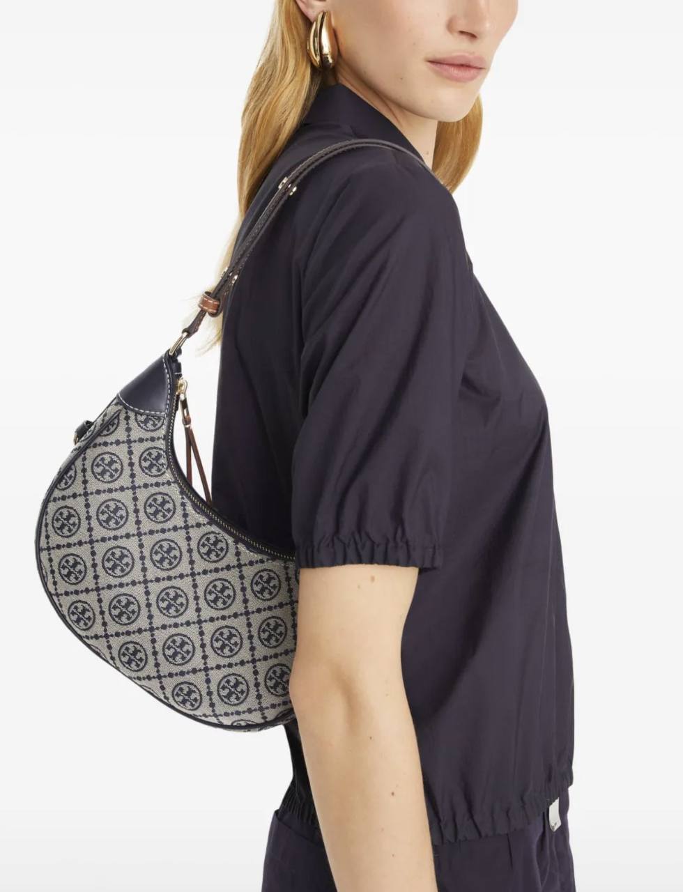 ORIG & IMPORTED Tory Burch T Monogram Crescent shoulder bag Blue
