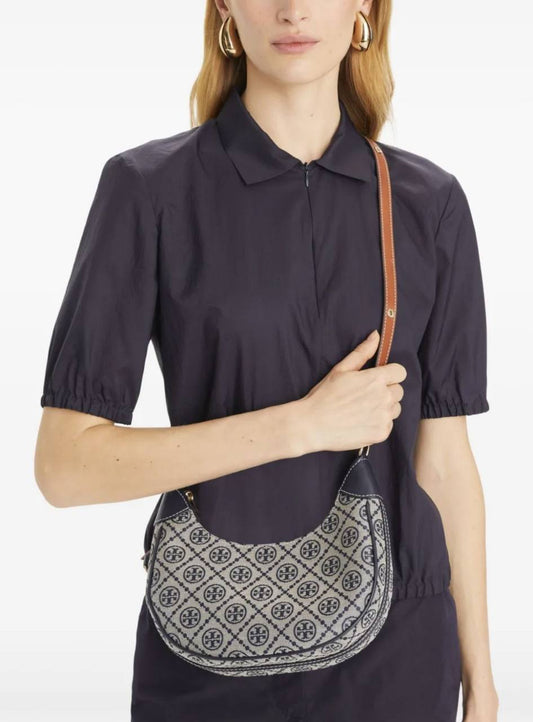 ORIG & IMPORTED Tory Burch T Monogram Crescent shoulder bag Blue