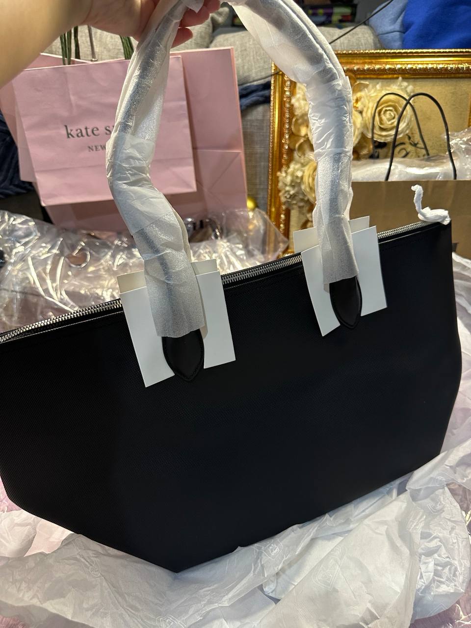 ORIG & IMPORTED Lacoste Large Athena Shopping Tote Black Bag