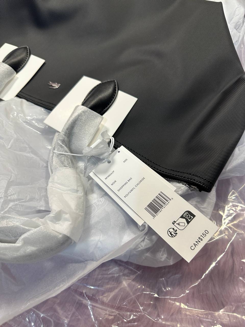 ORIG & IMPORTED Lacoste Large Athena Shopping Tote Black Bag