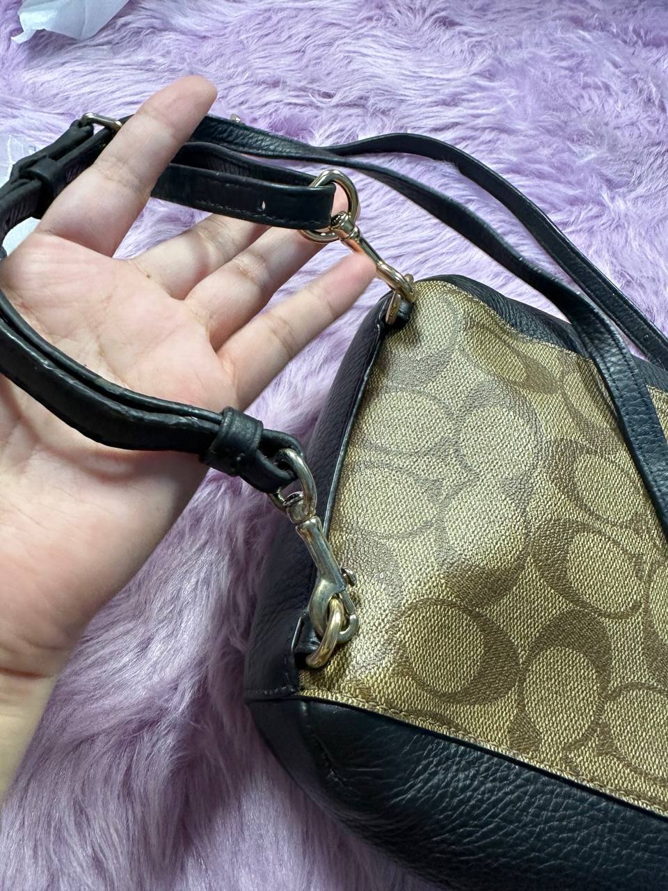 ORIG Preloved Coach Convertible Mini Backpack Khaki/Black Bag