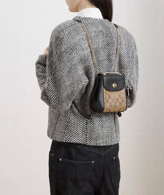 ORIG Preloved Coach Convertible Mini Backpack Khaki/Black Bag