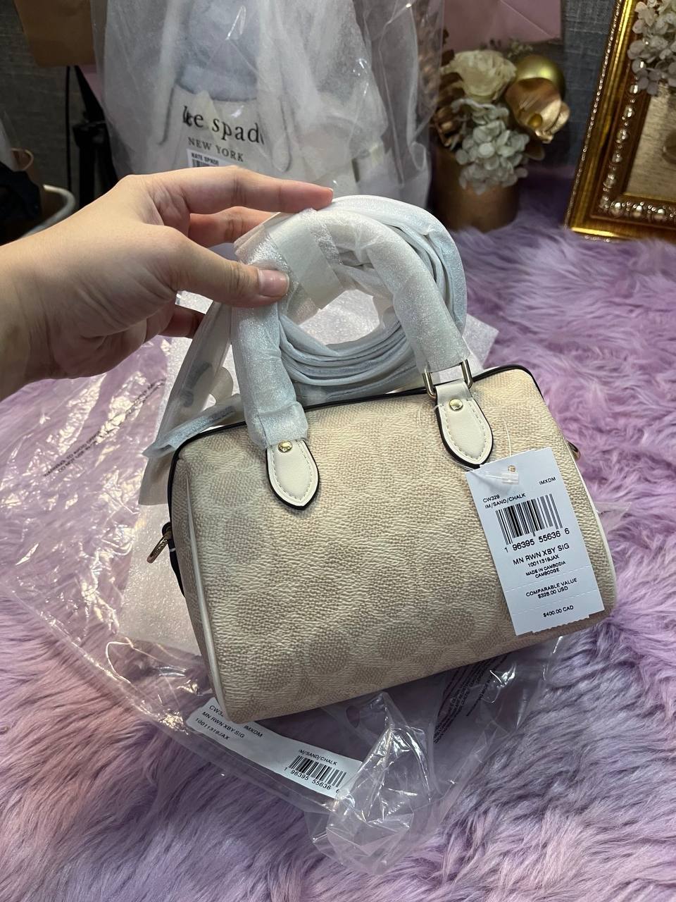 ORIG & IMPORTED Coach Mini Rowan Crossbody Bag In Signature Canvas White/Sand