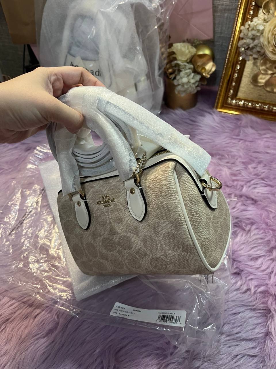 ORIG & IMPORTED Coach Mini Rowan Crossbody Bag In Signature Canvas White/Sand