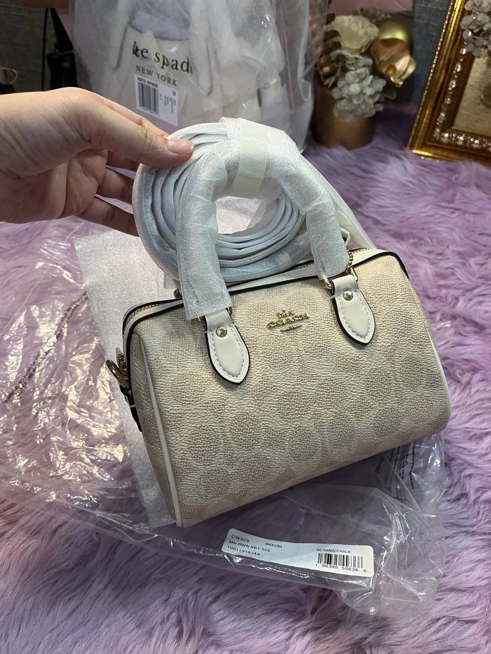ORIG & IMPORTED Coach Mini Rowan Crossbody Bag In Signature Canvas White/Sand