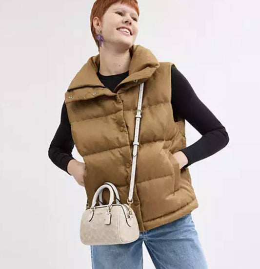 ORIG & IMPORTED Coach Mini Rowan Crossbody Bag In Signature Canvas White/Sand