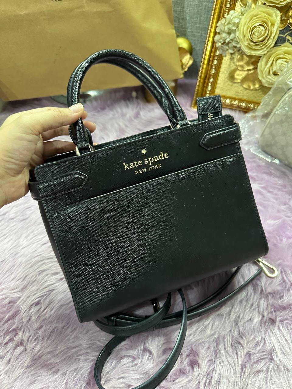ORIG Preloved Kate Spade KS Staci Small Satchel Bag Black