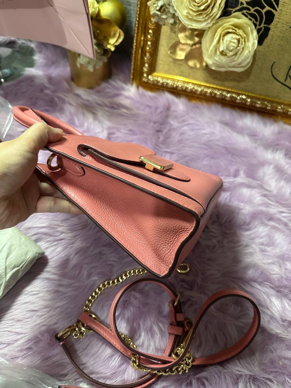 ORIG Preloved Coach Mini Pepper Crossbody Pink Bag