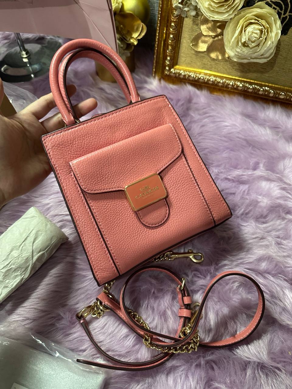 ORIG Preloved Coach Mini Pepper Crossbody Pink Bag