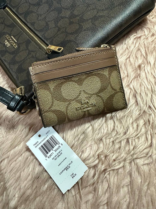 AUTHENTIC/ORIGINAL Preloved COACH Mini Skinny Id Case Slim Small Wallet Khaki Brown