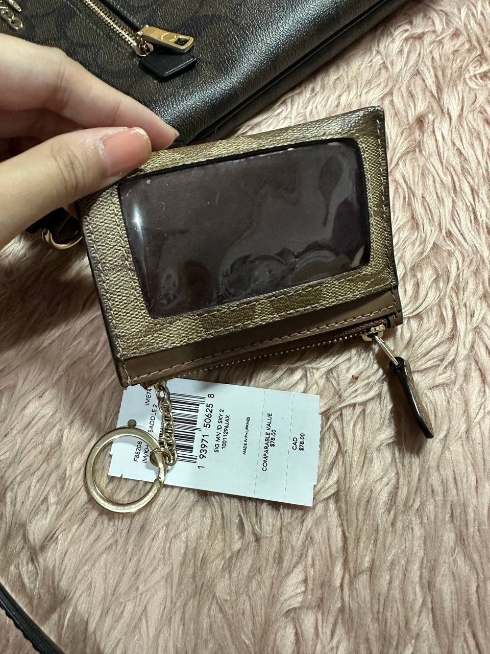 AUTHENTIC/ORIGINAL Preloved COACH Mini Skinny Id Case Slim Small Wallet Khaki Brown