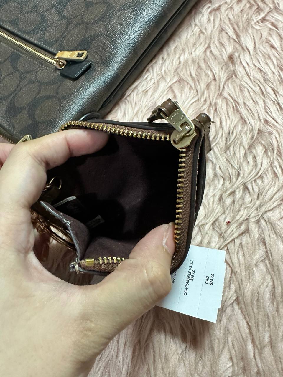 AUTHENTIC/ORIGINAL Preloved COACH Mini Skinny Id Case Slim Small Wallet Khaki Brown