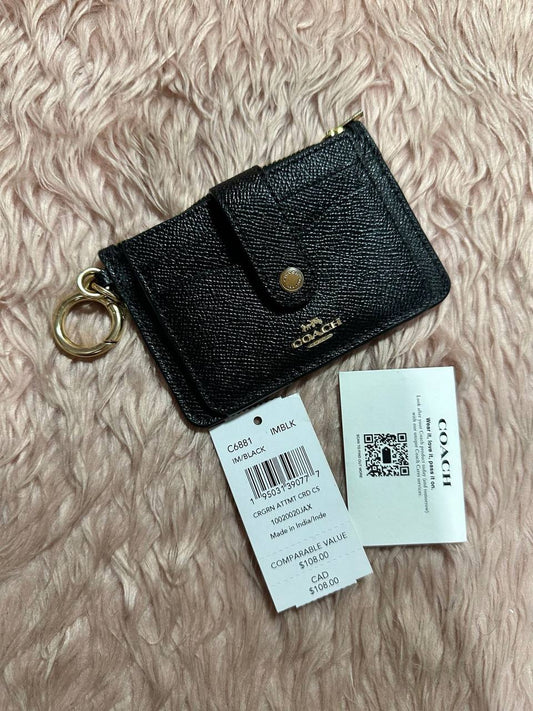 AUTHENTIC/ORIGINAL Preloved COACH Attachment Card Case Slim Black Wallet