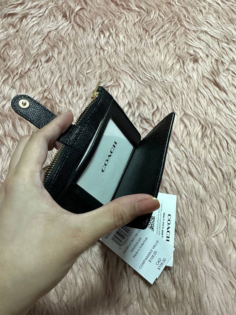 AUTHENTIC/ORIGINAL Preloved COACH Attachment Card Case Slim Black Wallet