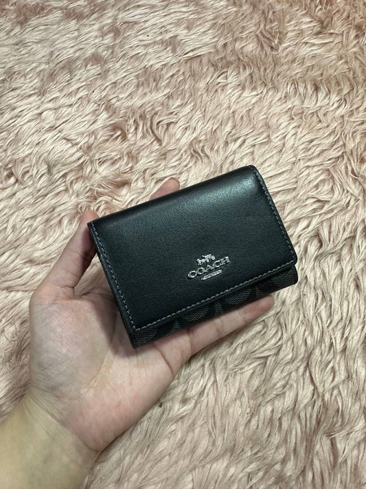 AUTHENTIC/ORIGINAL Preloved COACH Micro Small Wallet Black