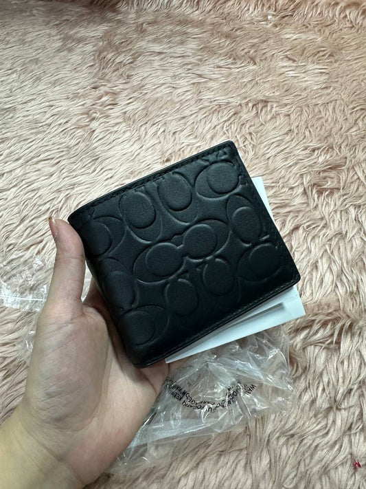 ORIG & IMPORTED COACH 3 in 1 Compact Signature Leather Black Men's Wallet