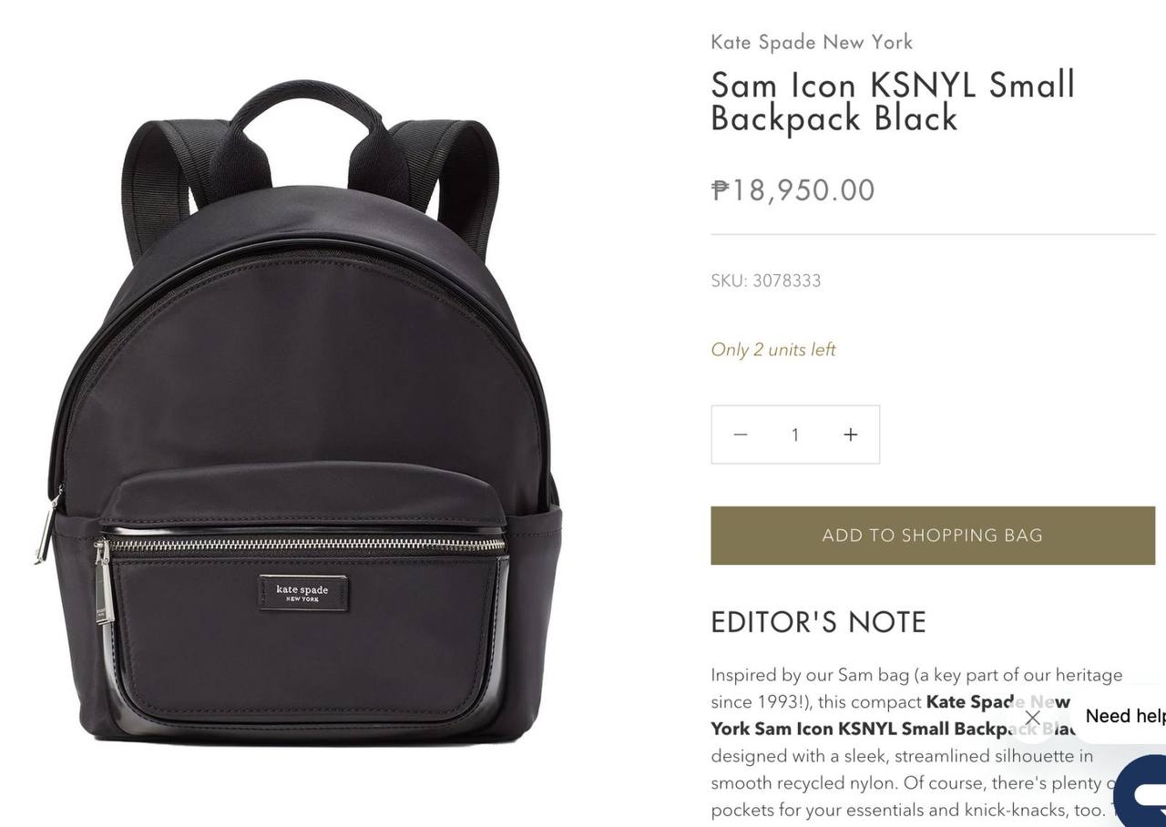 AUTHENTIC/ORIGINAL Preloved KS Retail Sam Icon Small Nylon Backpack Black