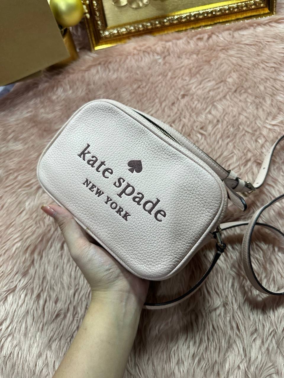 AUTHENTIC/ORIGINAL Preloved KS Glitter On Mini Camera Bag Pink