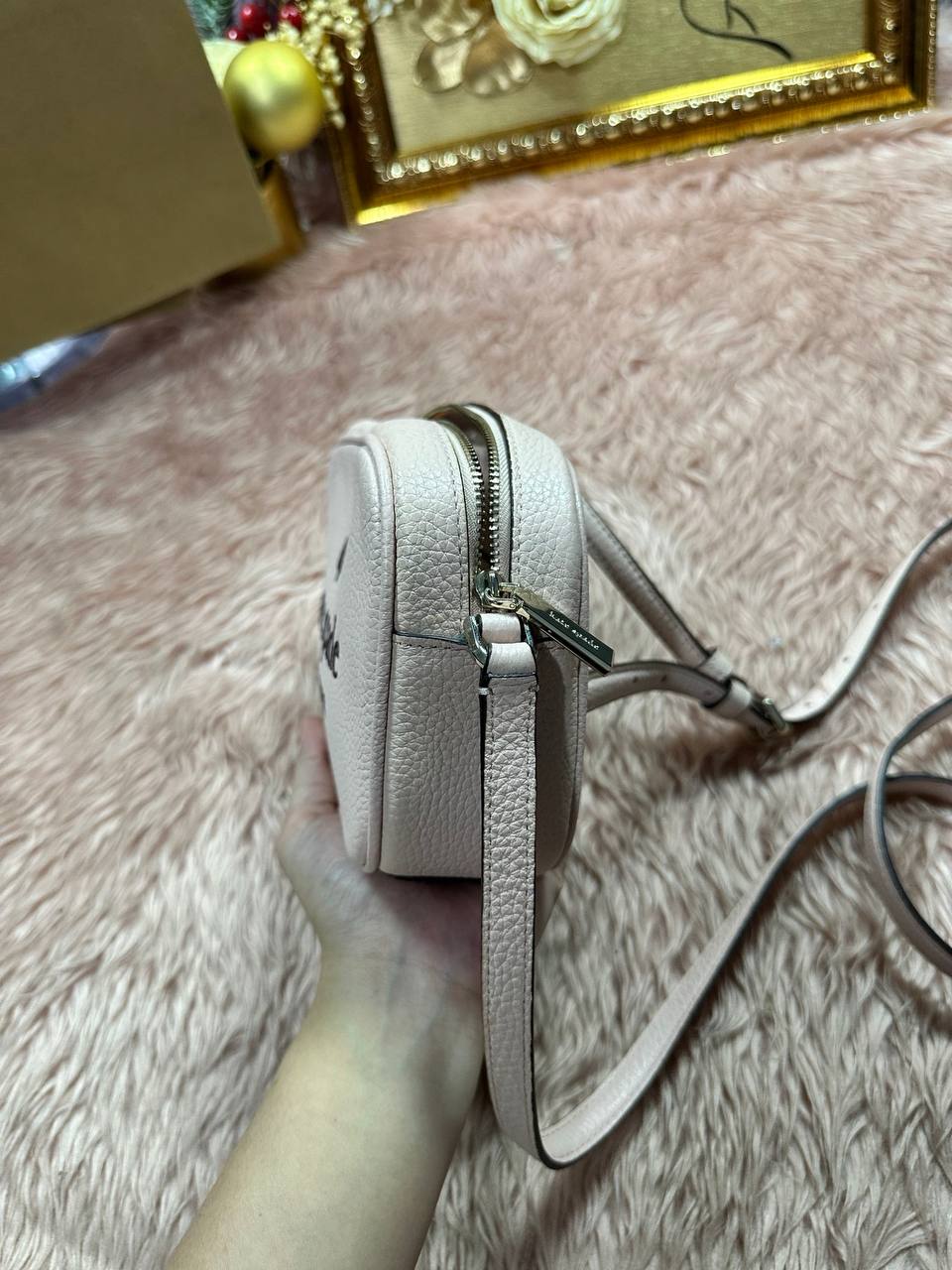 AUTHENTIC/ORIGINAL Preloved KS Glitter On Mini Camera Bag Pink