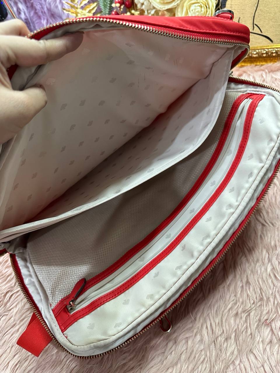 AUTHENTIC/ORIGINAL Preloved KS Chelsea Red Nylon Laptop Bag Sleeve With Strap
