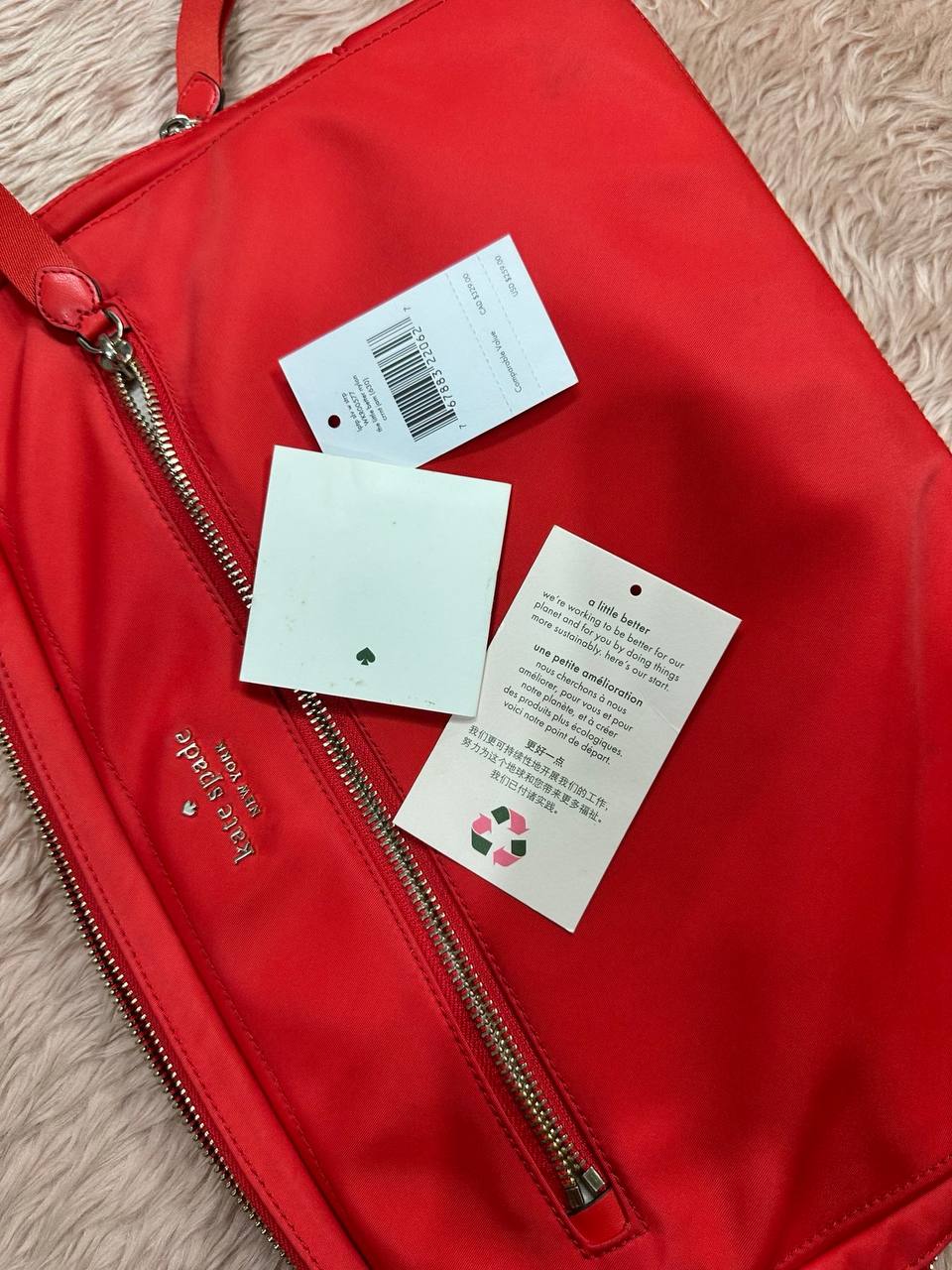 AUTHENTIC/ORIGINAL Preloved KS Chelsea Red Nylon Laptop Bag Sleeve With Strap
