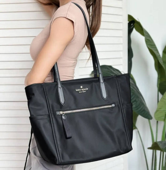 AUTHENTIC/ORIGINAL Preloved KS Chelsea Large Tote Black Nylon Bag