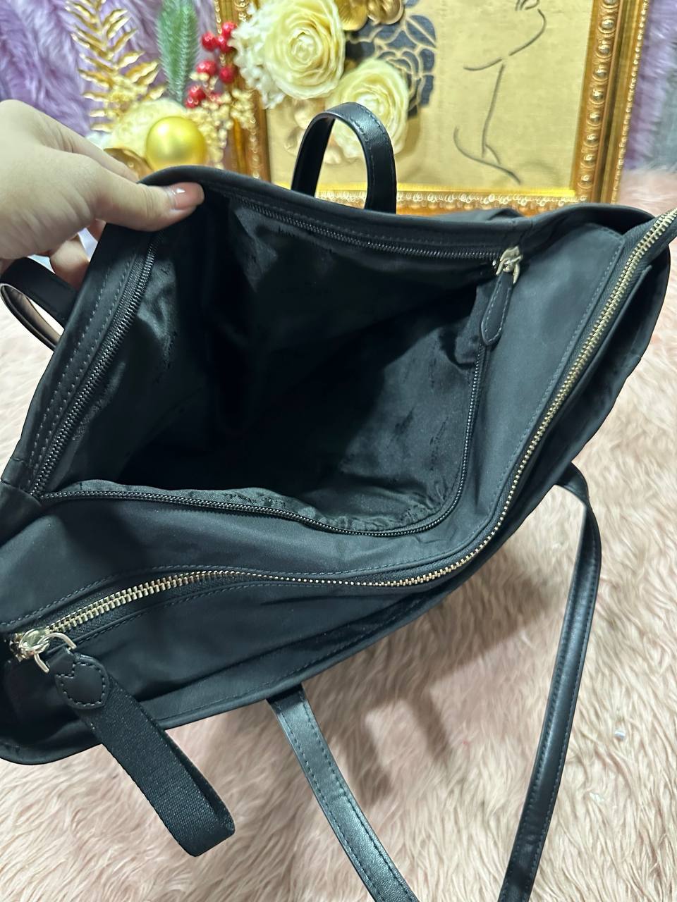 AUTHENTIC/ORIGINAL Preloved KS Chelsea Large Tote Black Nylon Bag
