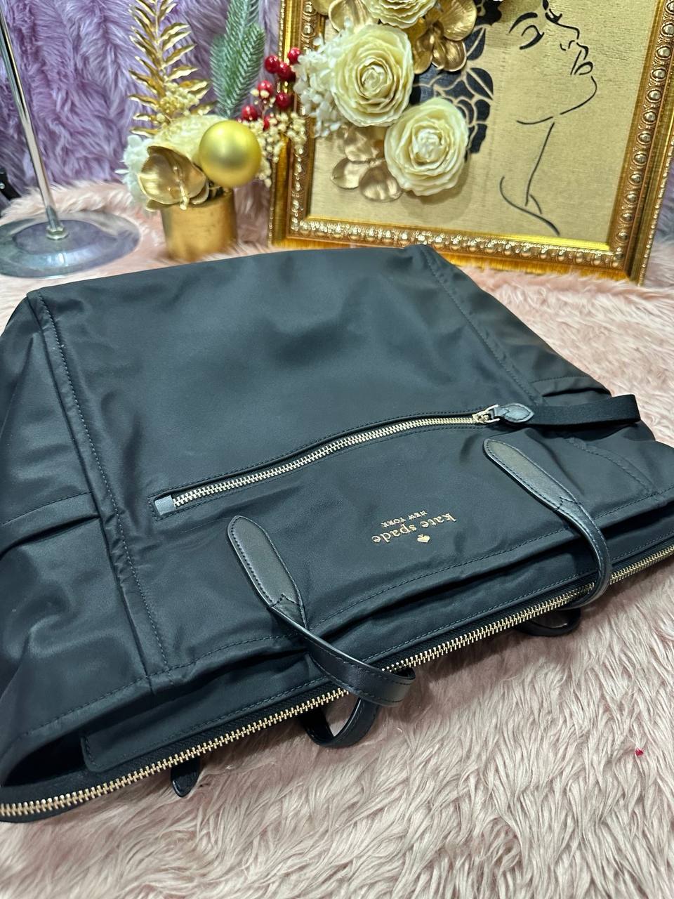 AUTHENTIC/ORIGINAL Preloved KS Chelsea Large Tote Black Nylon Bag
