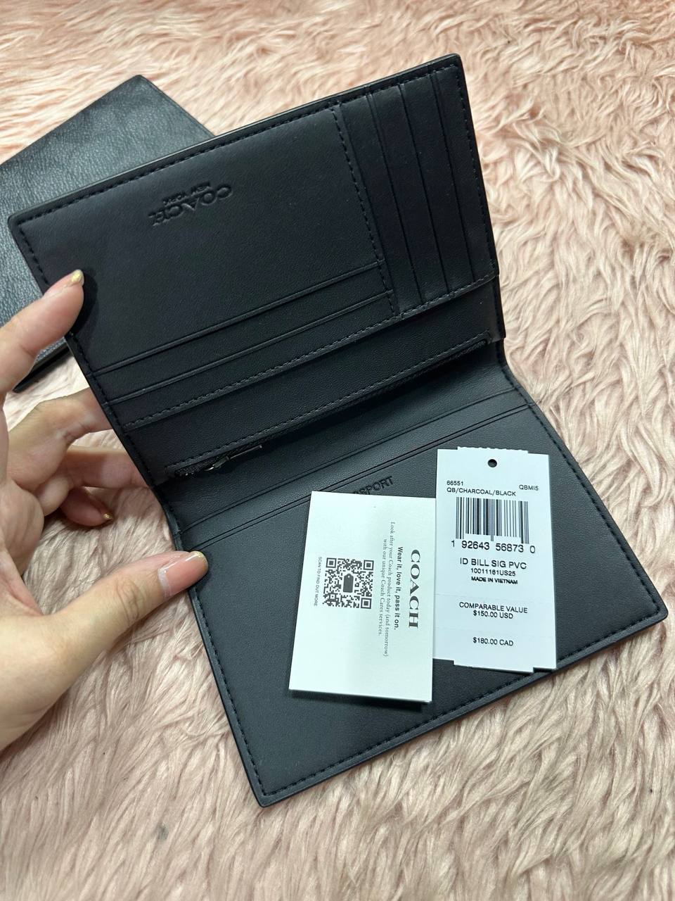 ORIG & IMPORTED COACH Passport Card Case In Signature Canvas Black Wallet