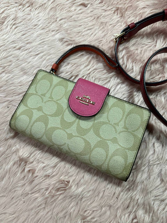 AUTHENTIC/ORIGINAL Preloved COACH Phone Tech Wallet Khaki Pink