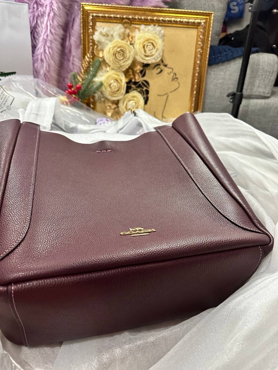 AUTHENTIC/ORIGINAL COACH Large Hadley Tote Bag Merlot Maroon Red